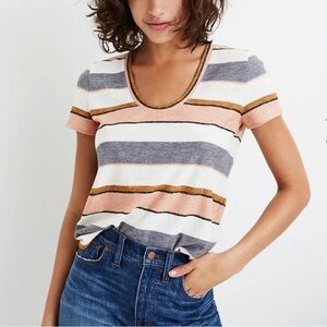 Madewell Alto Scoop Tee in Eller Stripe Size Extra Small